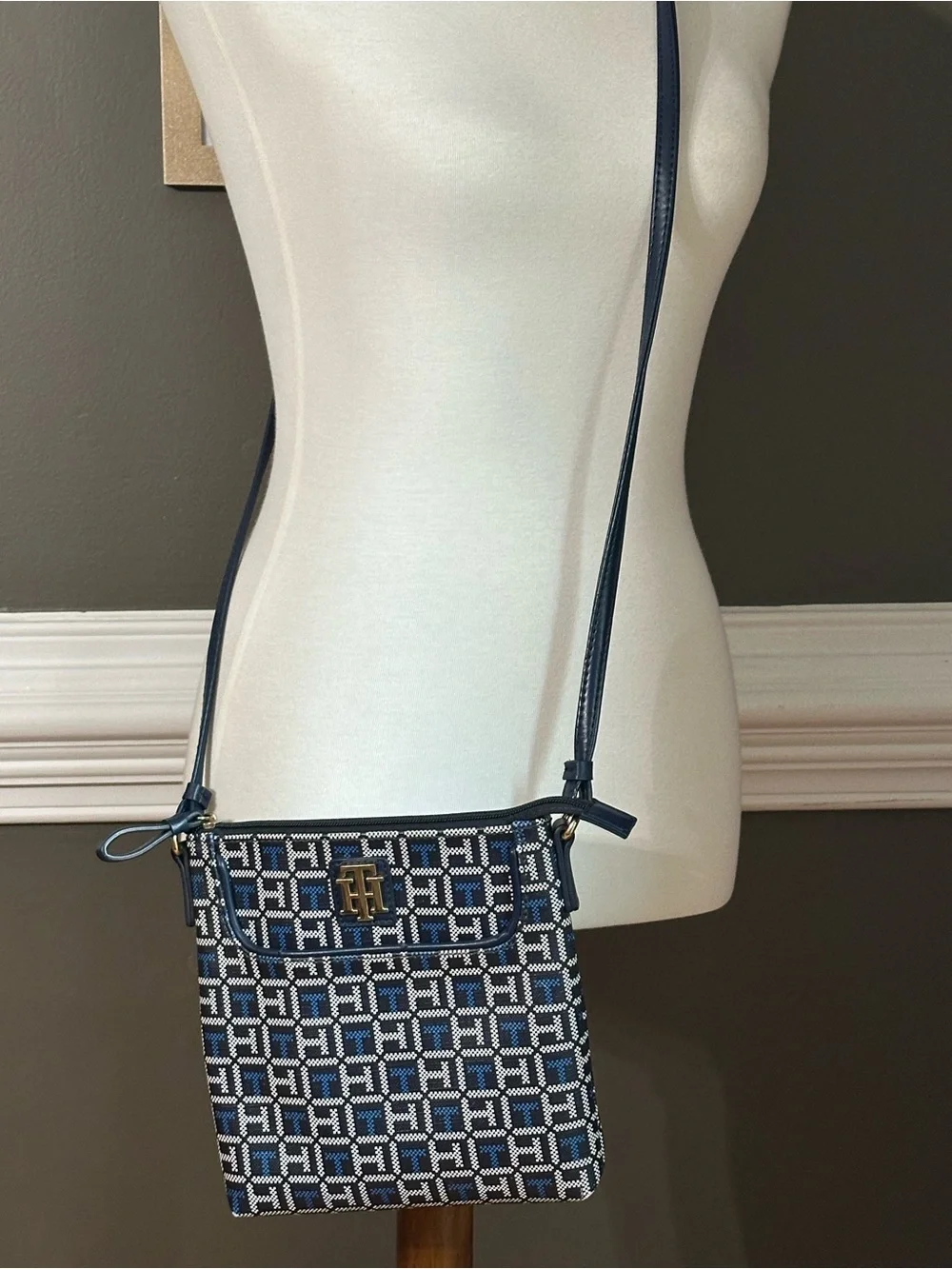 Tommy Hilfiger Navy & White Monogram Crossbody